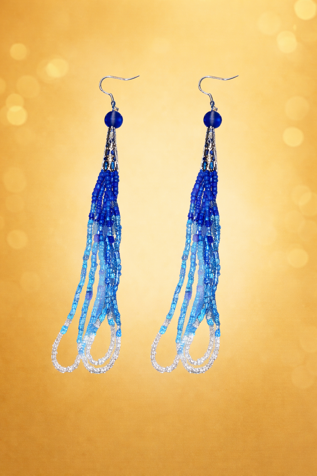 Blue Fringe Earrings