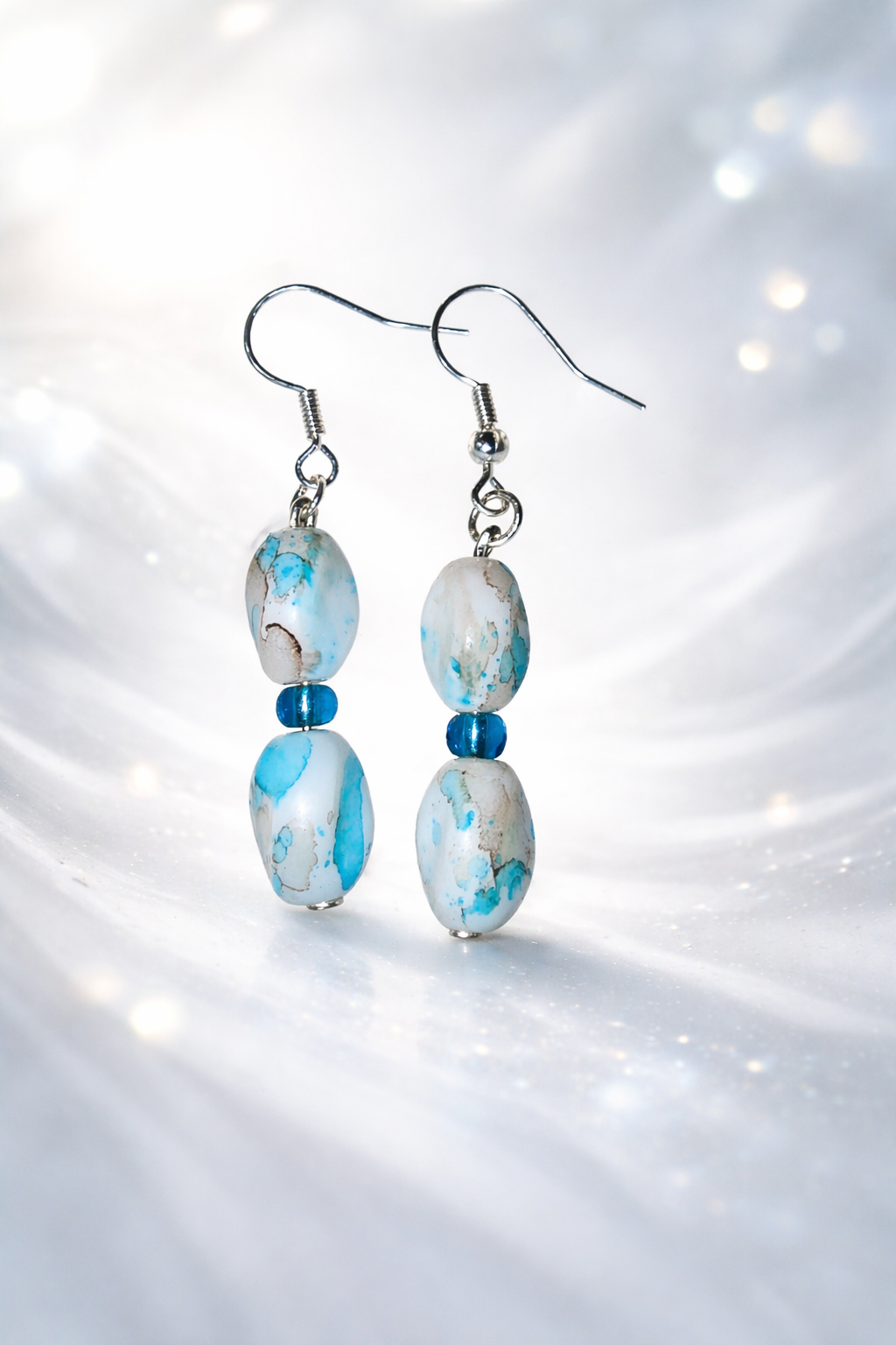 Light Blue Beaded Earrings