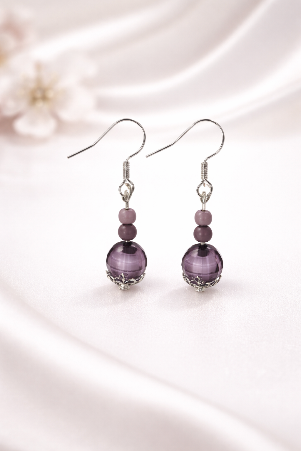Purple Beaded Earrings
