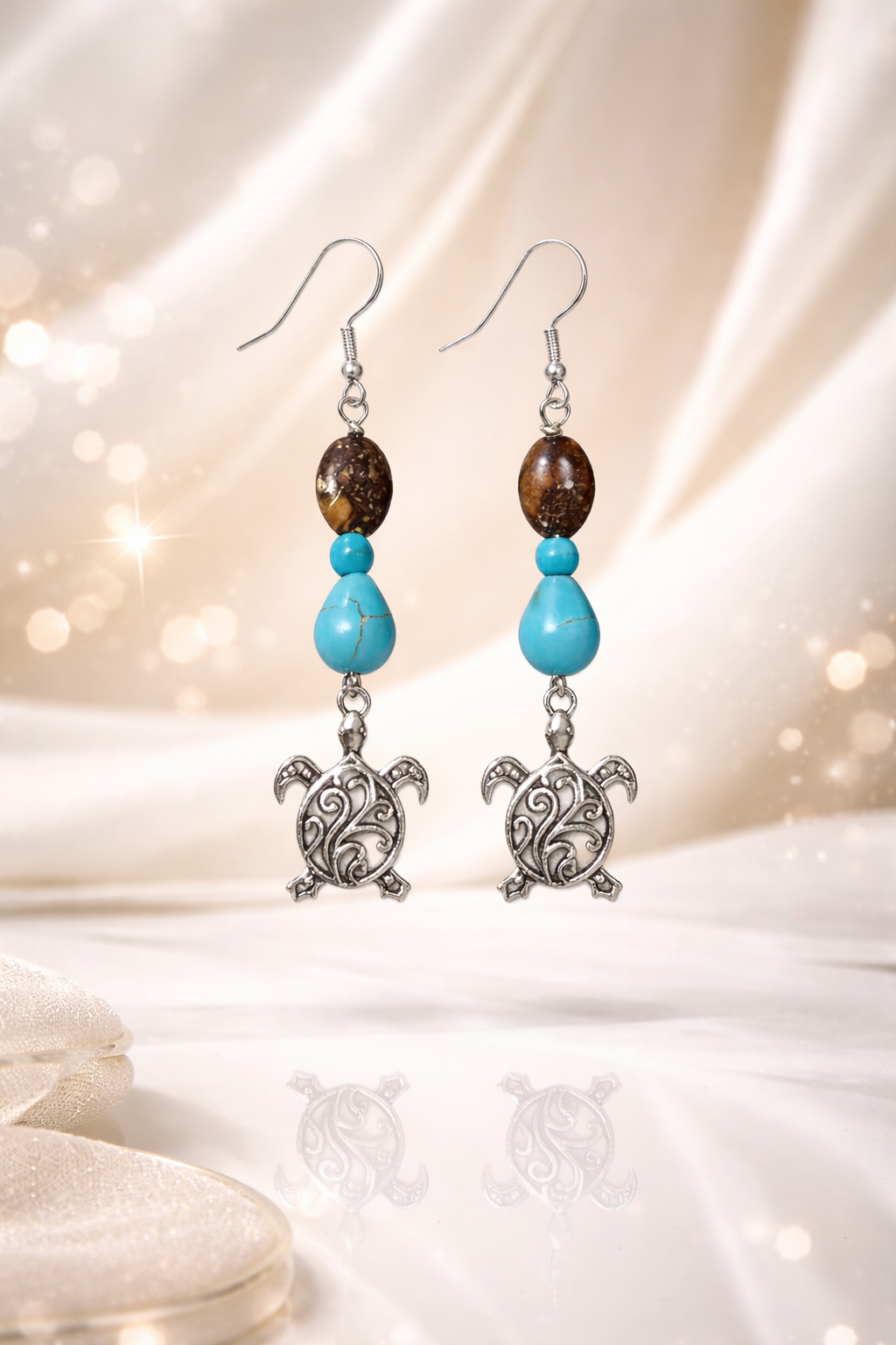 Turquoise Elephant Charm Earrings